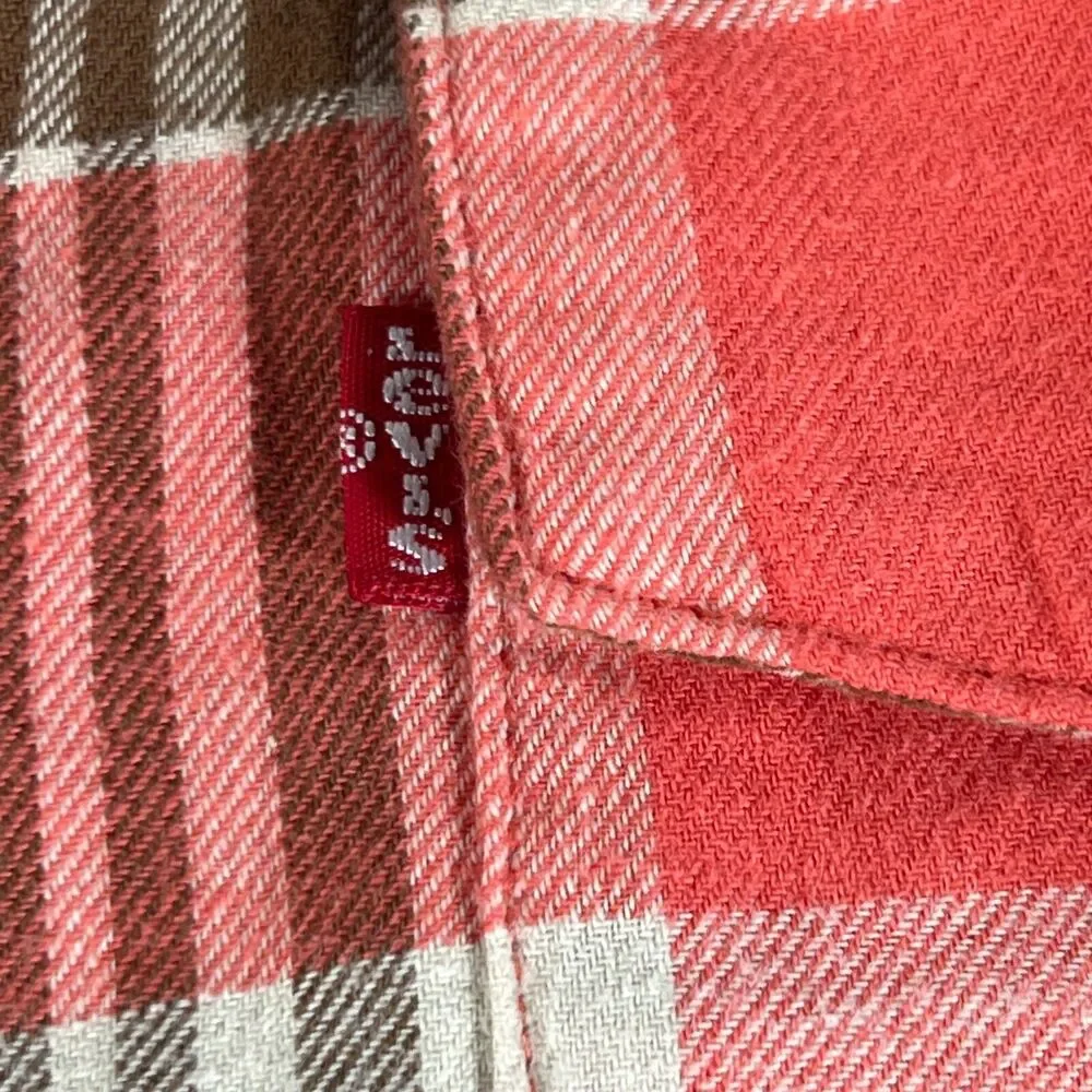 Levi's Western‎ Pearl Snap Rodeo Red Tag Shirt Plaid Red L